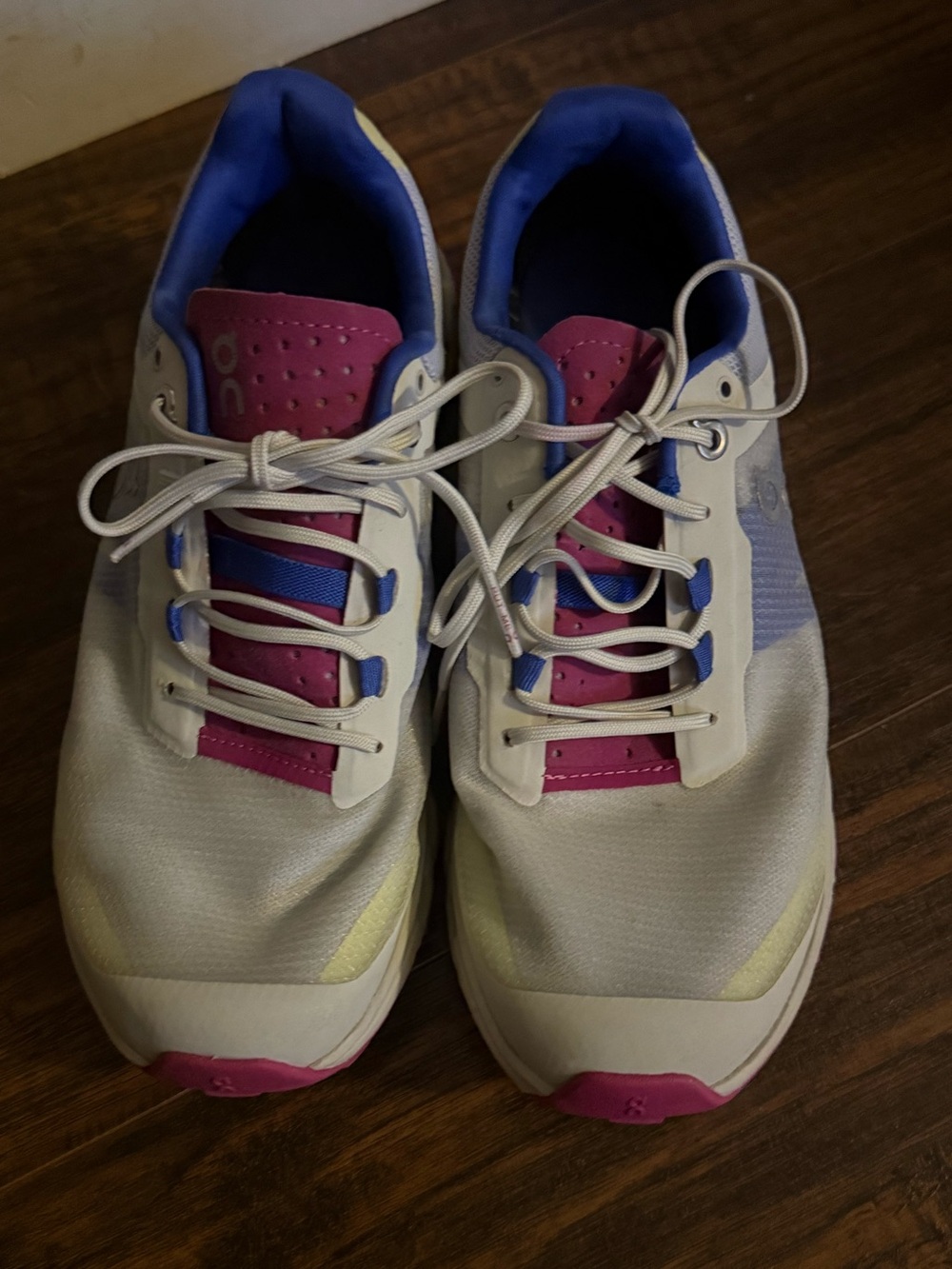 On Running Women's White Sneakers with Pink & Blue Details